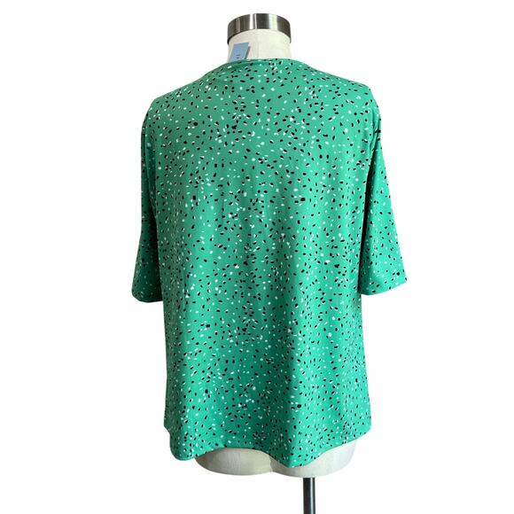 Ann Taylor Square Neck 3/4 Sleeve Green Career Blouse Size XL Petite - Picture 2 of 9